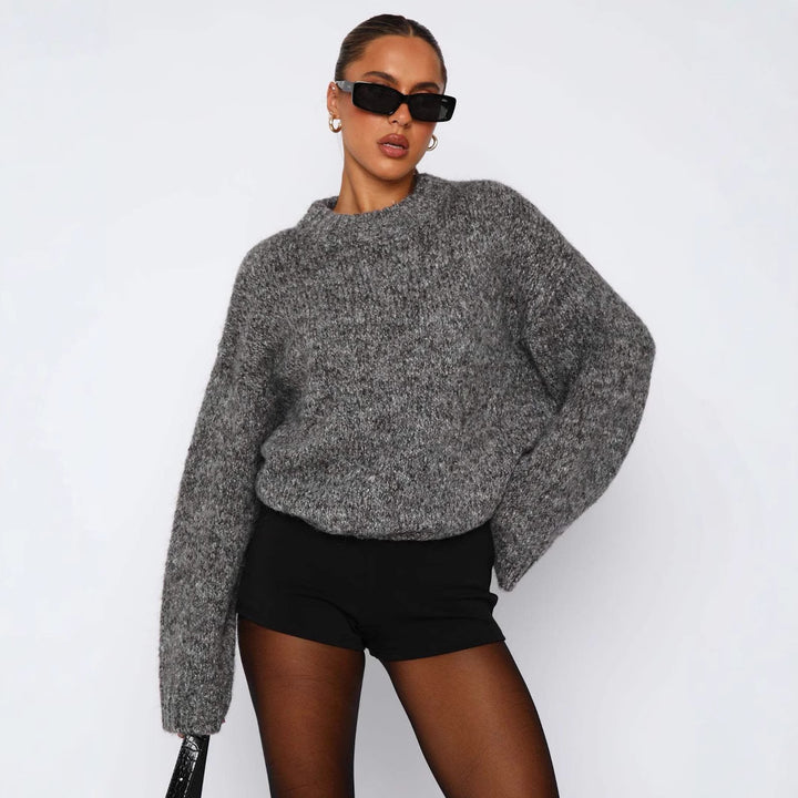Damen weicher Strickpullover mit hohem Rundkragen und lässigem Schnitt Drune