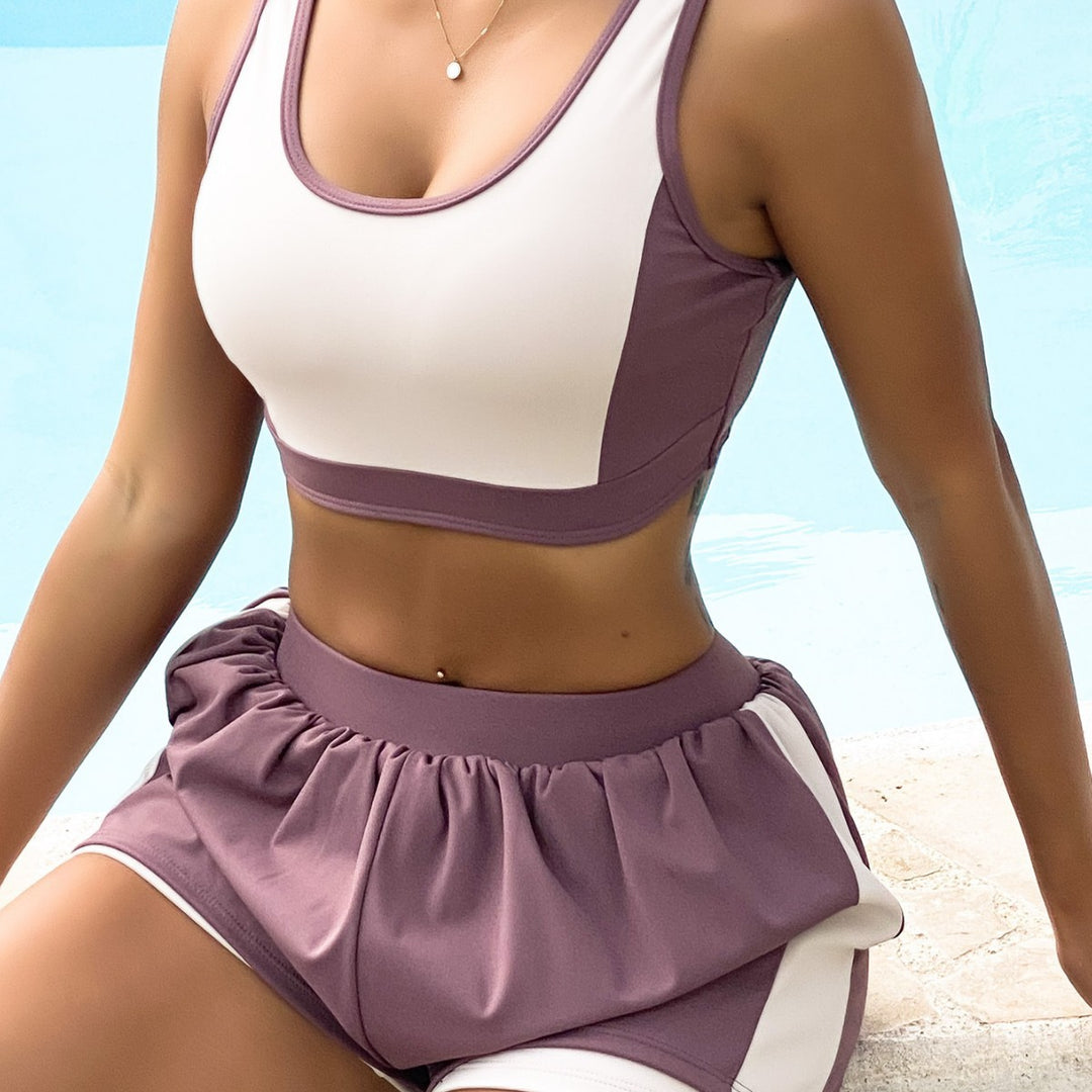 Damen Sportliches Crop-Top Short Set Drune