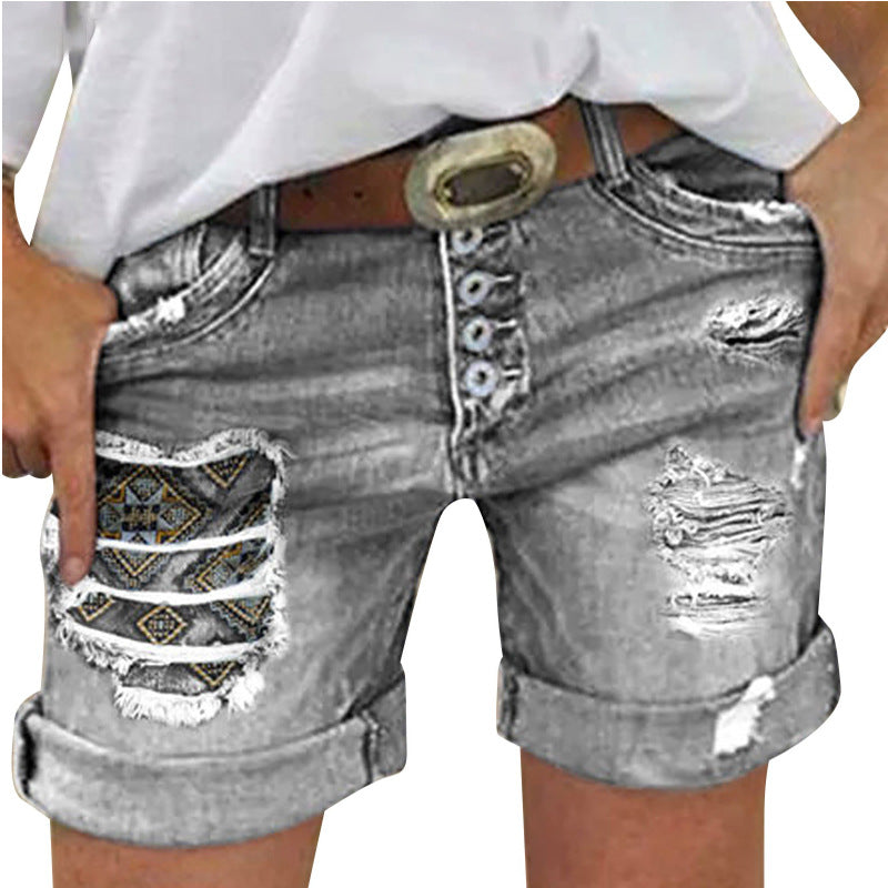 Damen Jeans-Shorts mit lässigem Fransen-Design und modischen Applikationen Drune