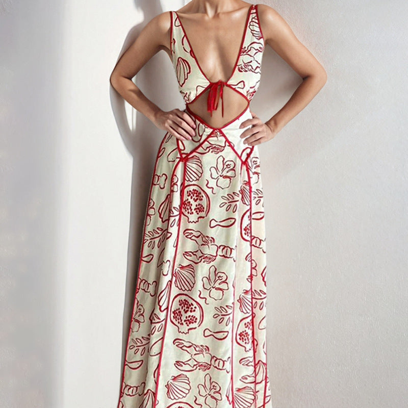 Damen Maxikleid mit raffiniertem Cut-Out-Design und verstellbaren Trägern Drune