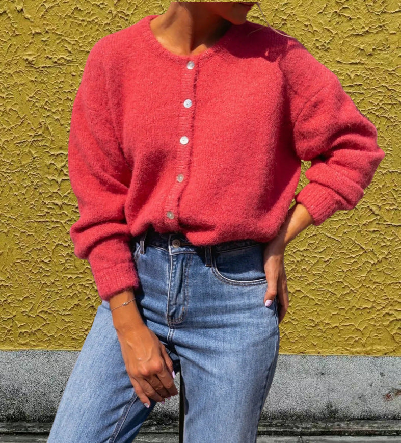 Damen Grobstrickpullover mit Knopfdetails und lässigem Schnitt Drune