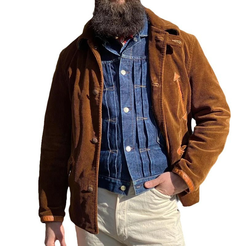 Herren cordjacke mit praktischem Taschen-Detail und Knopfverschluss Drune