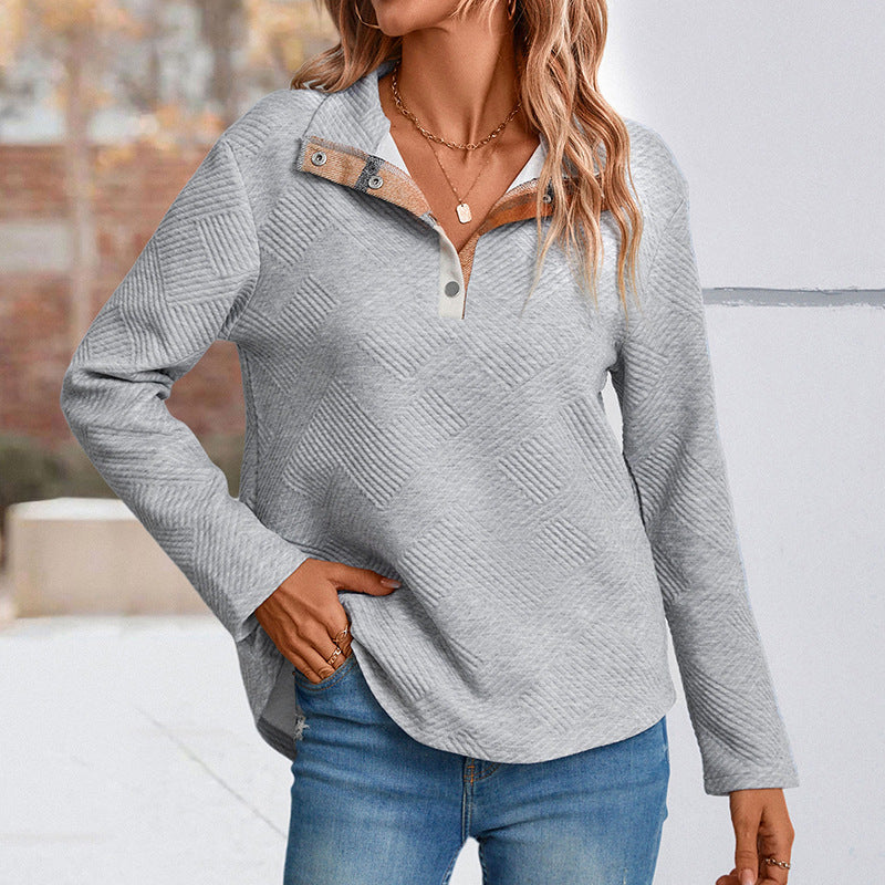 Damen lässiger Pullover mit strukturiertem Design und schickem Kragen Drune