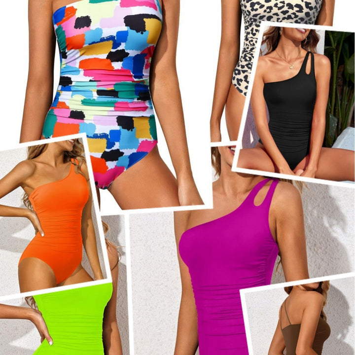 Femme Ein-Schulter Leopardenmuster Monokini Drune