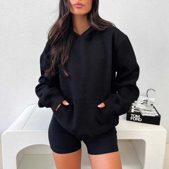 Damen lässiger Kapuzenpullover mit Kängurutasche Drune