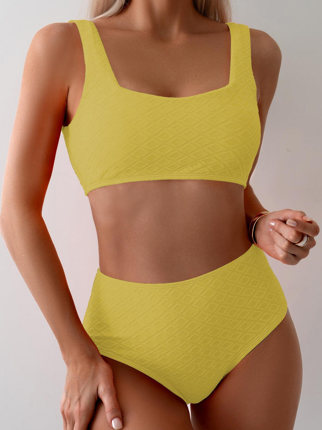 Damen Hochtailliertes Bikini-Set mit strukturiertem Oberteil Drune