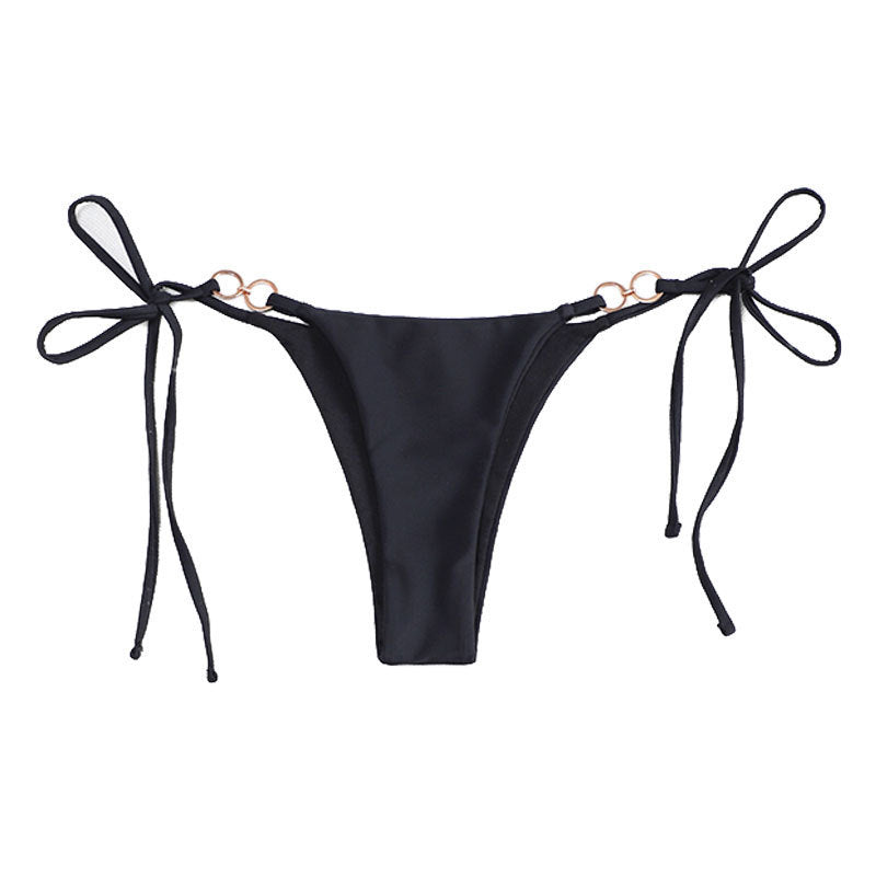 Damen Bikini-Unterteil mit verstellbaren Bändern und elegante Ringdetails Drune
