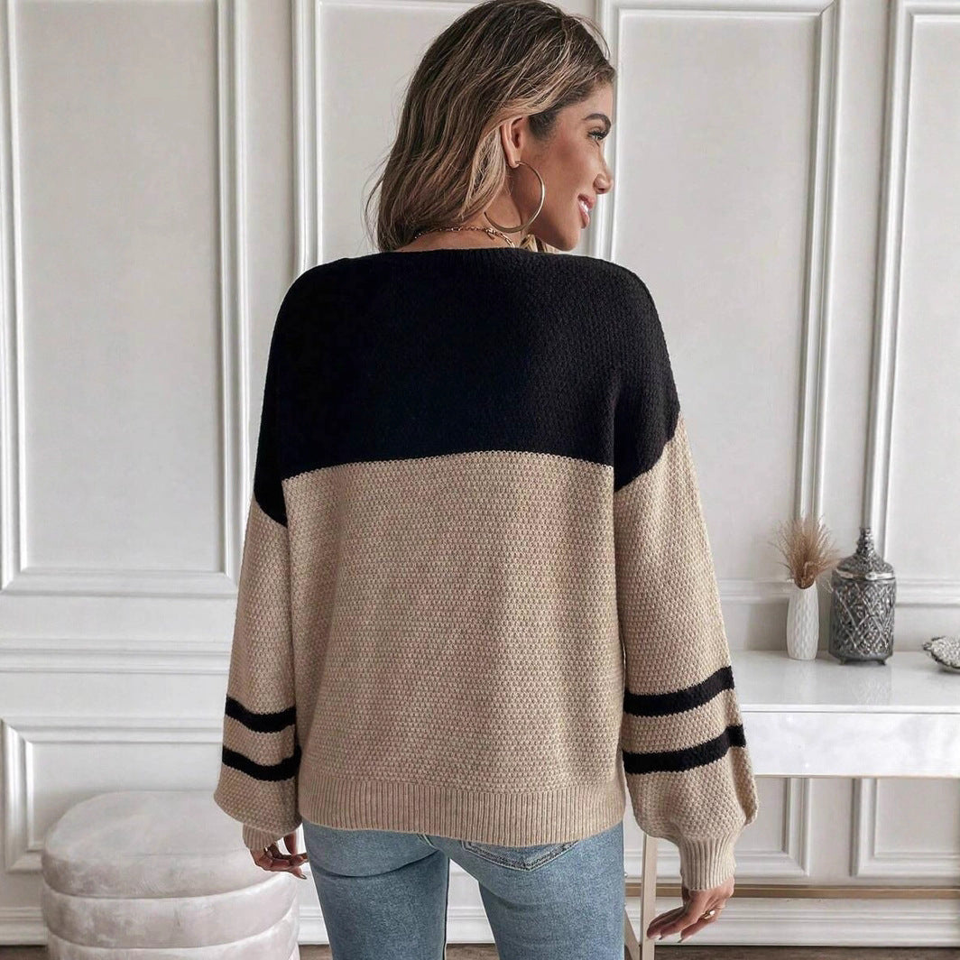 Damen legerer Strickpullover mit strukturiertem Obermaterial und eleganten Streifen Drune