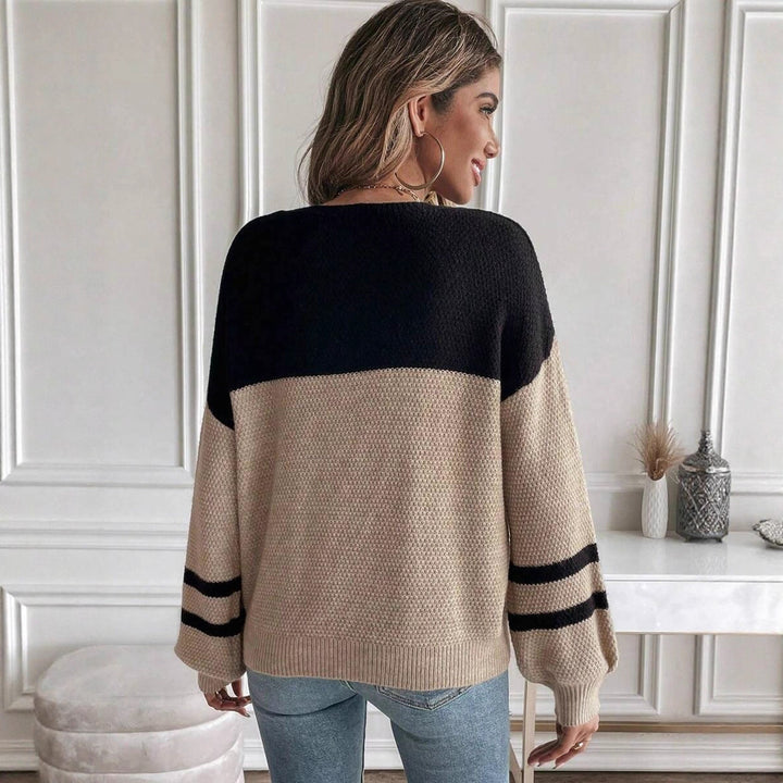 Damen legerer Strickpullover mit strukturiertem Obermaterial und eleganten Streifen Drune