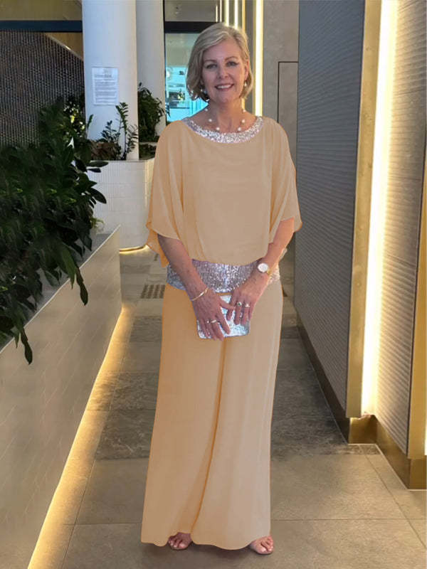 Damen Eleganter Jumpsuit mit schimmerndem Oberteil und weitem Bein Drune