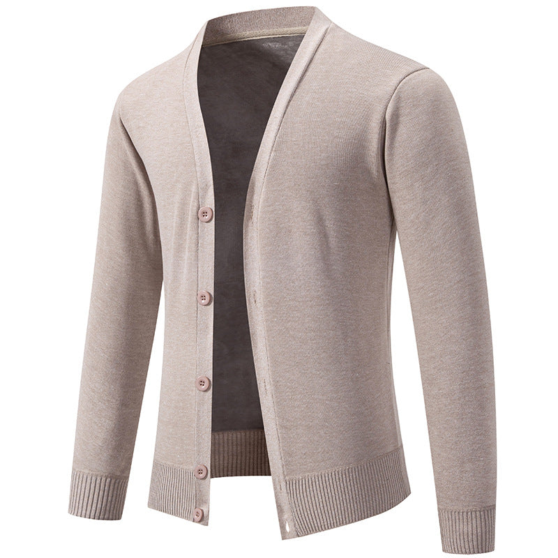 Herren nan leichte Feinstrick-Strickjacke mit V-Ausschnitt, verdeckter Knopfleiste und elastischem Rippbündchen Drune