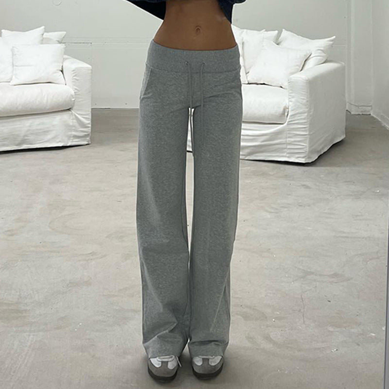 Damen lässige Relax-Hosen mit elastischem Bund und Bindegürtel Drune