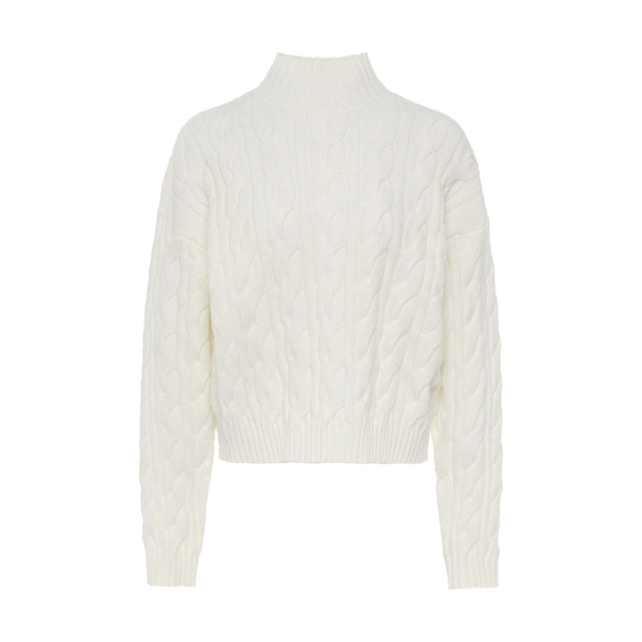 Damen Strickpullover mit hohem Kragen und strukturiertem Muster Drune