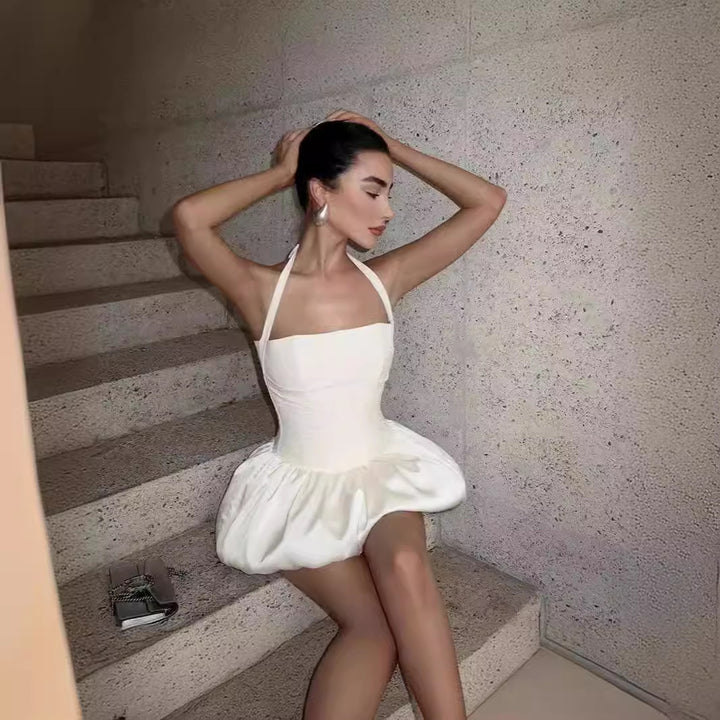 Damen luftiges Sommerkleid mit schulterfreiem Design Drune