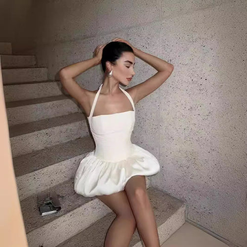 Damen luftiges Sommerkleid mit schulterfreiem Design Drune