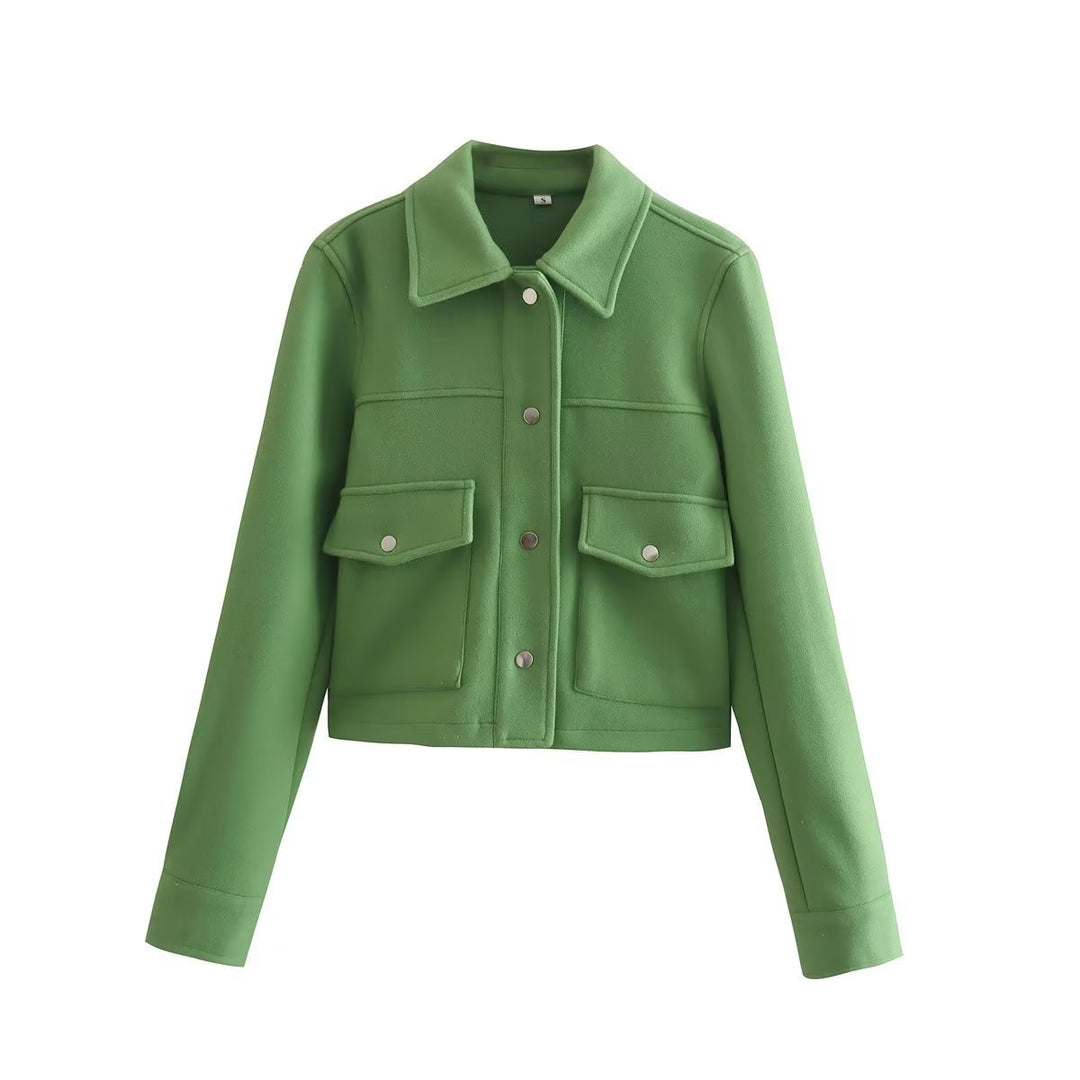 Damen kurze Jacke aus hochwertigem Material mit praktischen Brusttaschen Drune