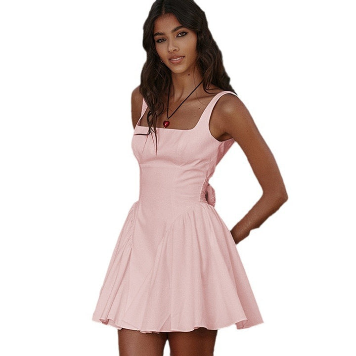 Damen Verspieltes Minikleid mit quadratischem Ausschnitt und schwingendem Rock Drune
