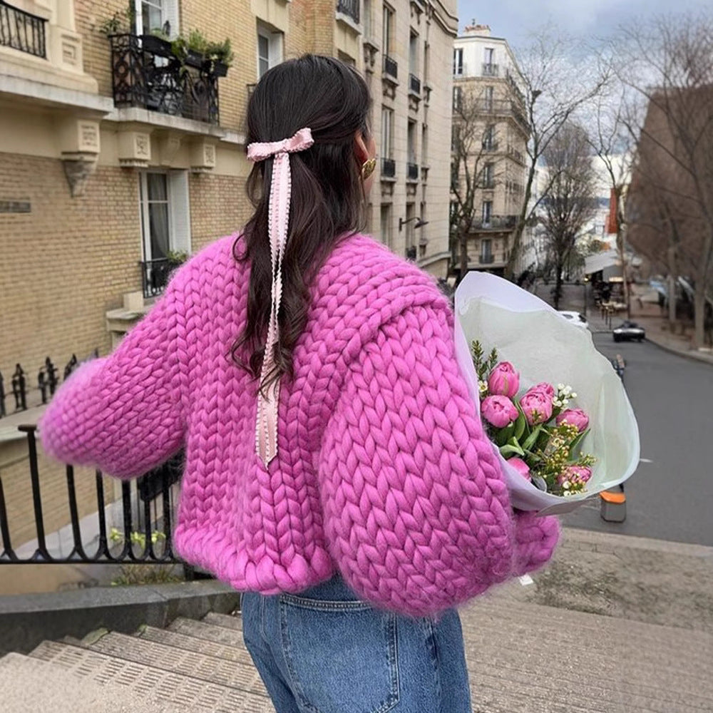 Damen Oversize Strickjacke mit voluminösen Ärmeln Drune