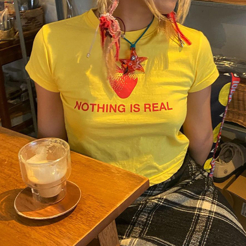 Damen Kreatives Grafik T-Shirt mit Erdbeer-Motiv Drune