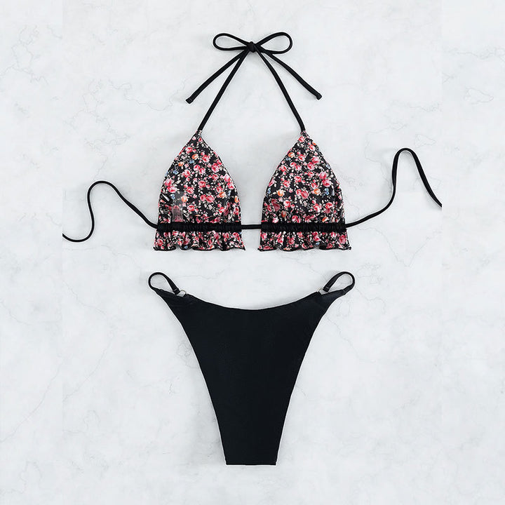 Damen Triangel-Bikini-Set mit floralem Raffdesign Drune