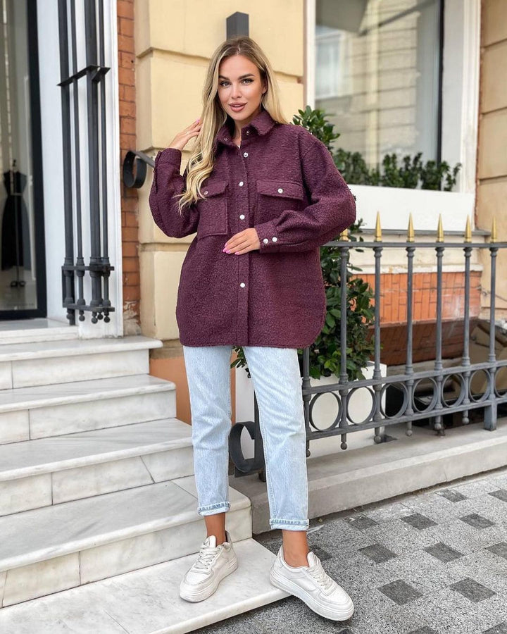 Damen Kuschelige Fleecejacke mit aufgesetzten Taschen und Knopfleiste Drune