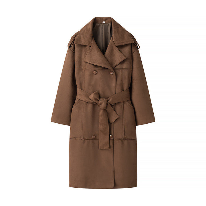 Damen modische Übergangsjacke mit doppelseitigem Gürtel und Taillierung Drune