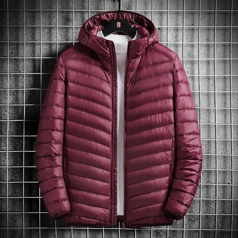 Herren nan ultraleichte Steppjacke mit Kapuze, winddichter Außenhülle und packbarem Thermofutter Drune