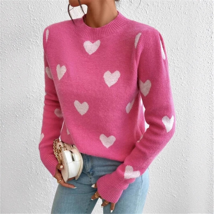 Damen gemütlicher Pullover mit Herzmuster Drune