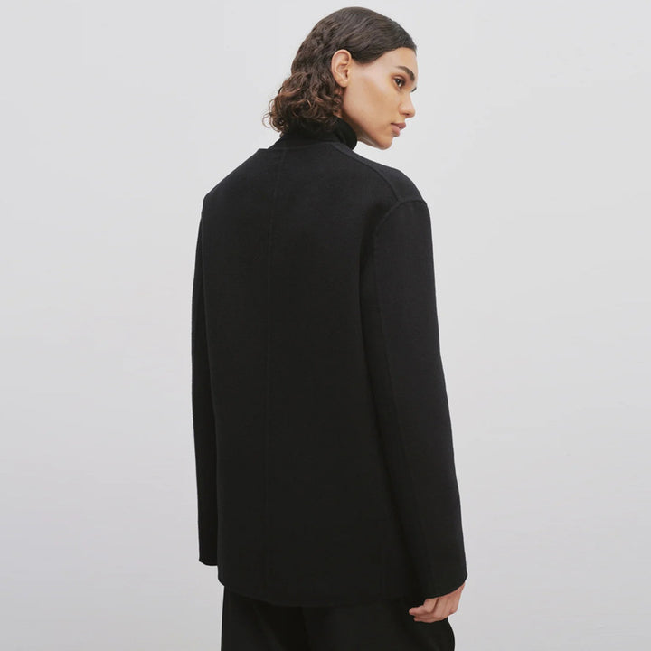 Damen eleganter Strickblazer mit großem Revers und praktischen Taschen Drune