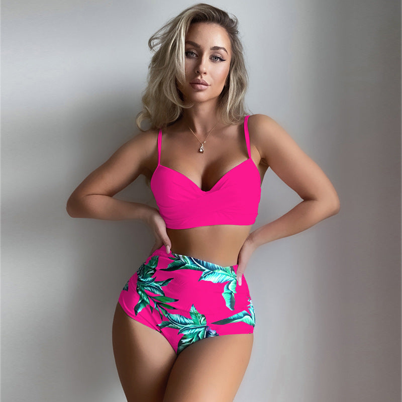 Damen Hoch taillierter Bikini mit kreativem Wickeldesign Drune