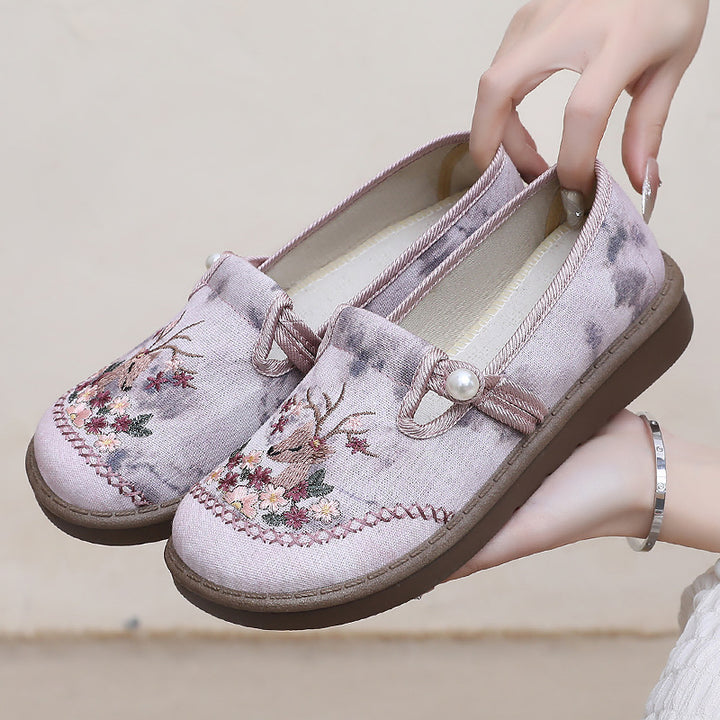 Damen nan bestickte Slipper mit Perlendetail, atmungsaktivem Textiloberteil und stoßdämpfender Komfortsohle Drune
