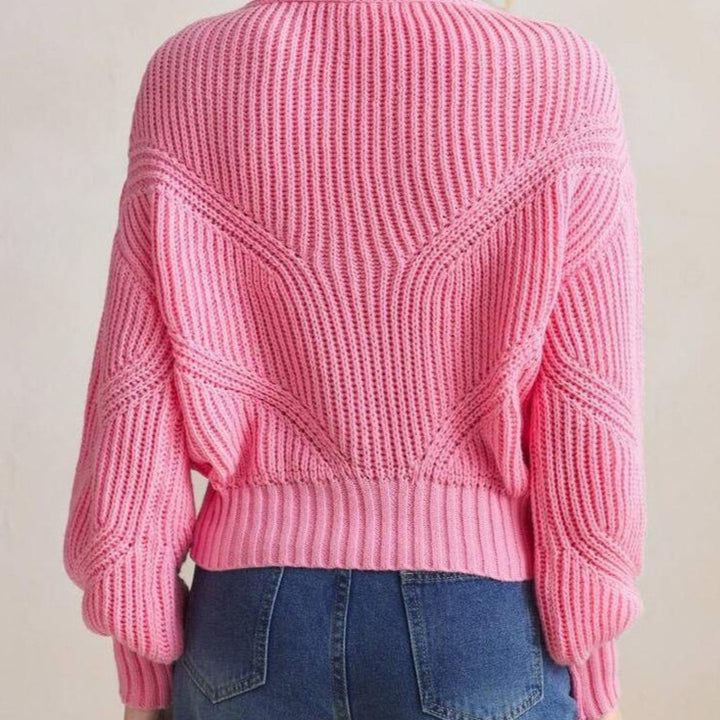 Damen Strickpullover mit V-Ausschnitt und strukturiertem Design Drune