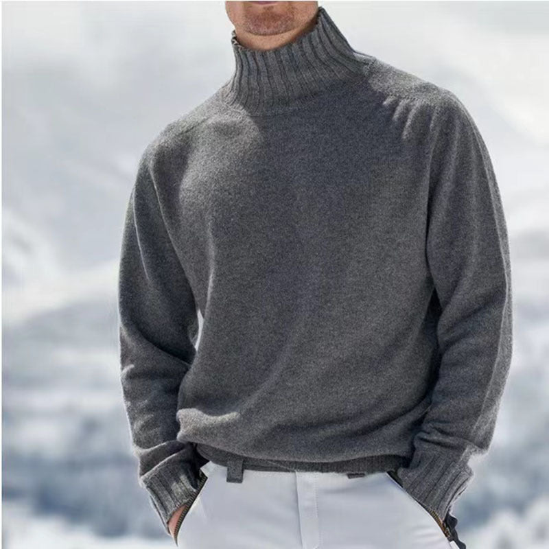 Herren Rollkragenpullover aus hochwertiger Wolle mit strukturierten Details Drune