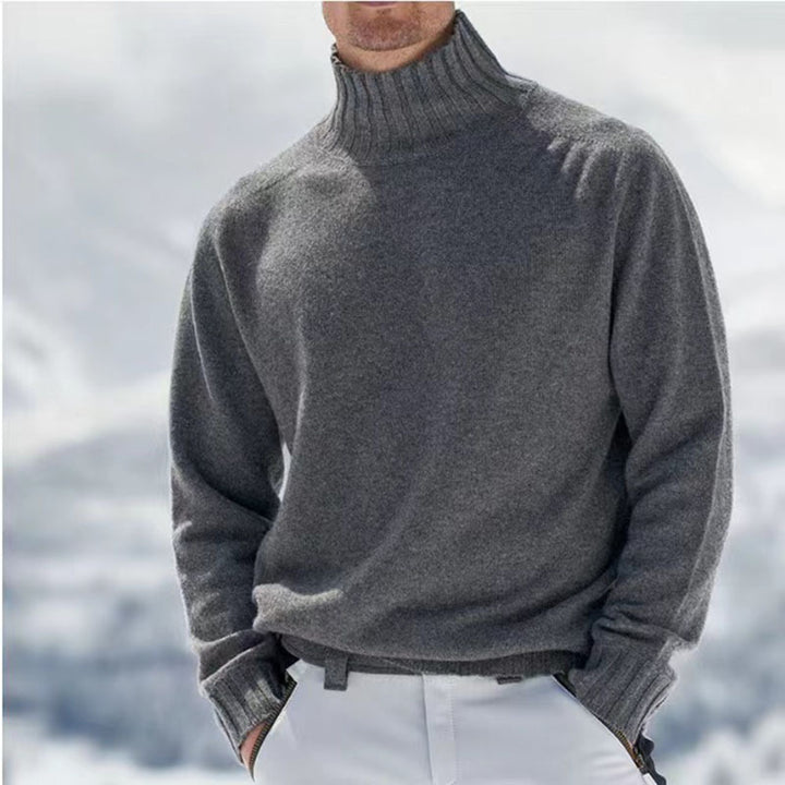 Herren Rollkragenpullover aus hochwertiger Wolle mit strukturierten Details Drune