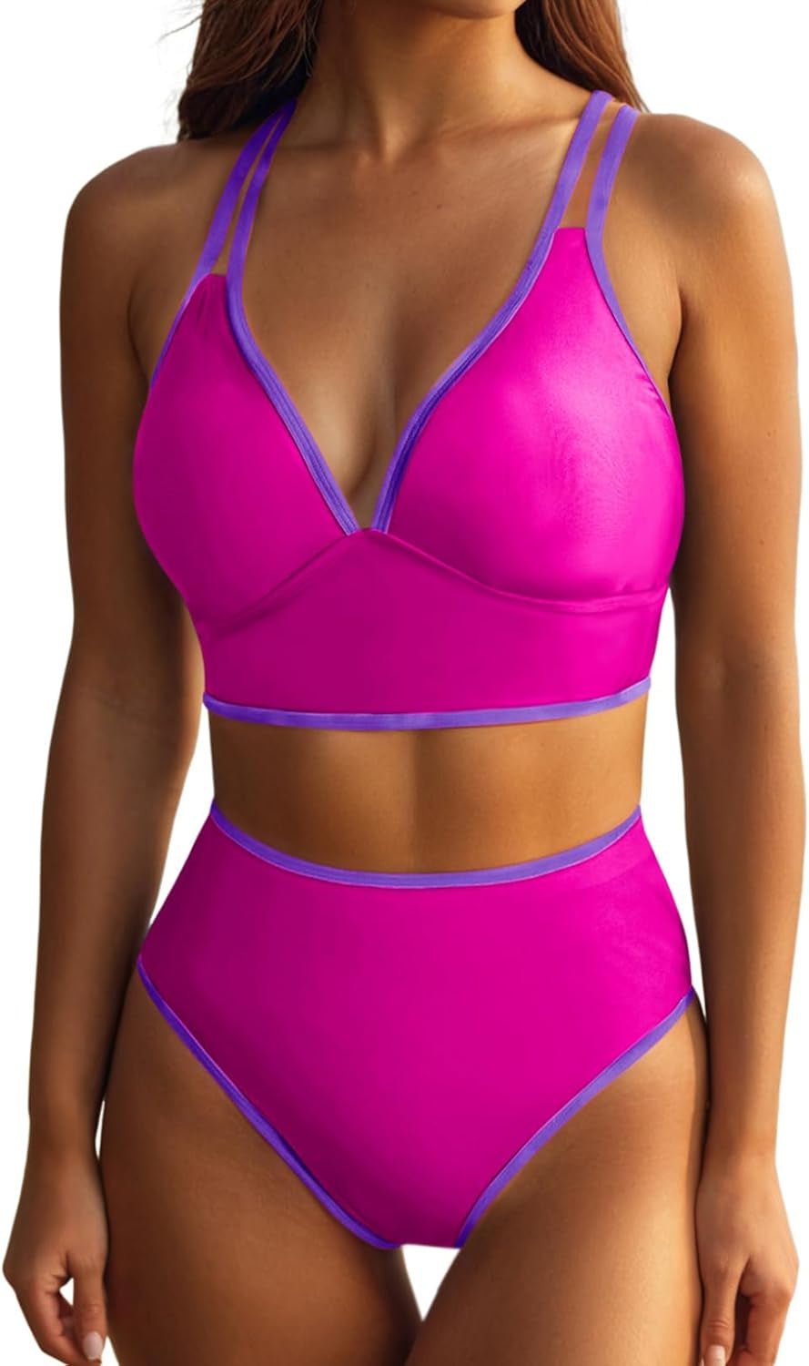Damen Bikini-Set mit elegantem Hochgeschnittenen Höschen und verstellbaren Trägern Drune