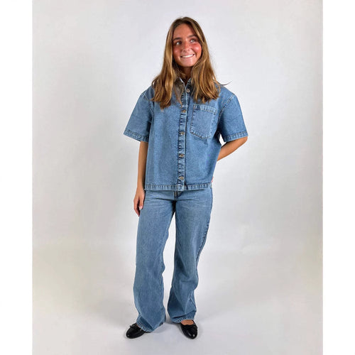 Damen Denim-Hemdjacke im lässigen Oversized-Schnitt Drune