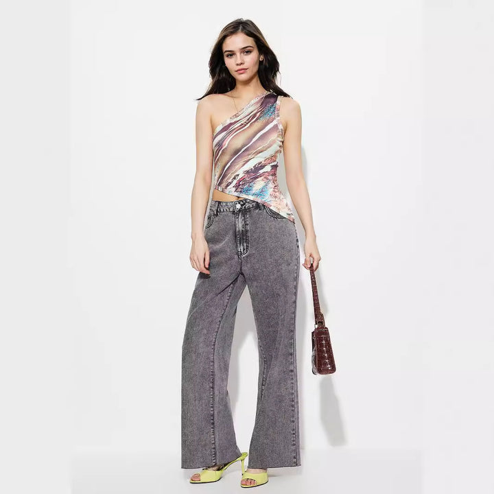 Damen Flared Jeans mit hohem Bund und detaillierten Nähten Drune
