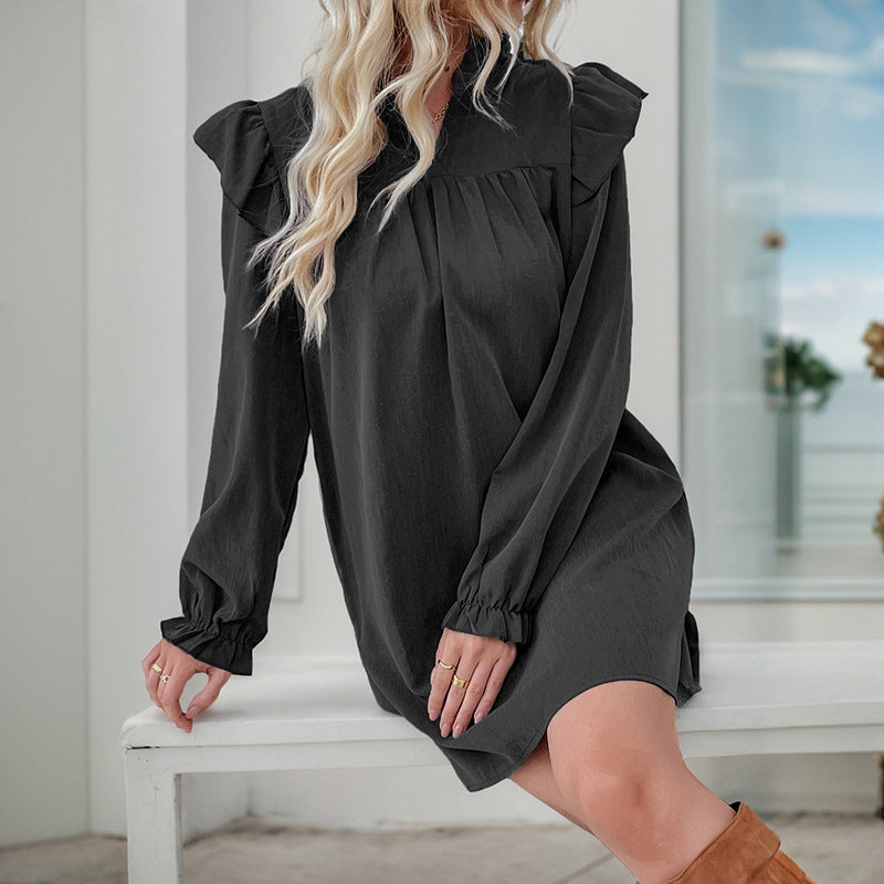 Damen Freizeitkleid mit Rüschendetails und elegantem Schnitt Drune
