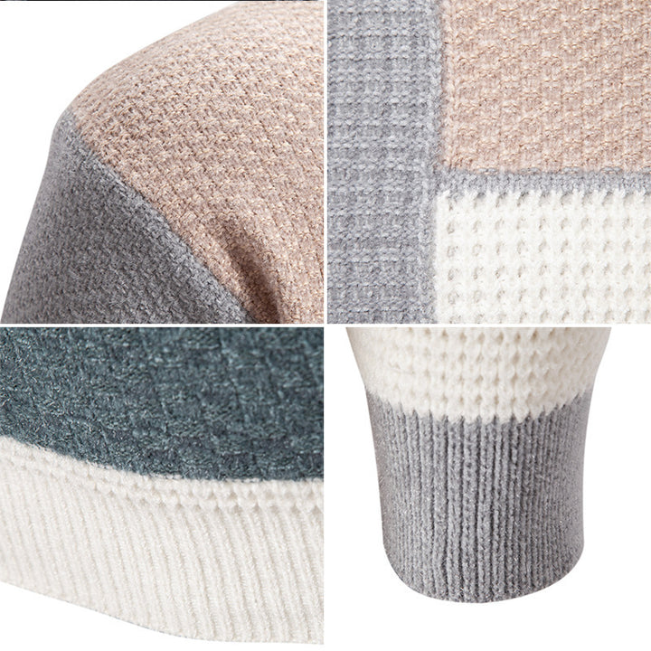 Herren modischer Pullover mit strukturiertem Farbblockdesign Drune