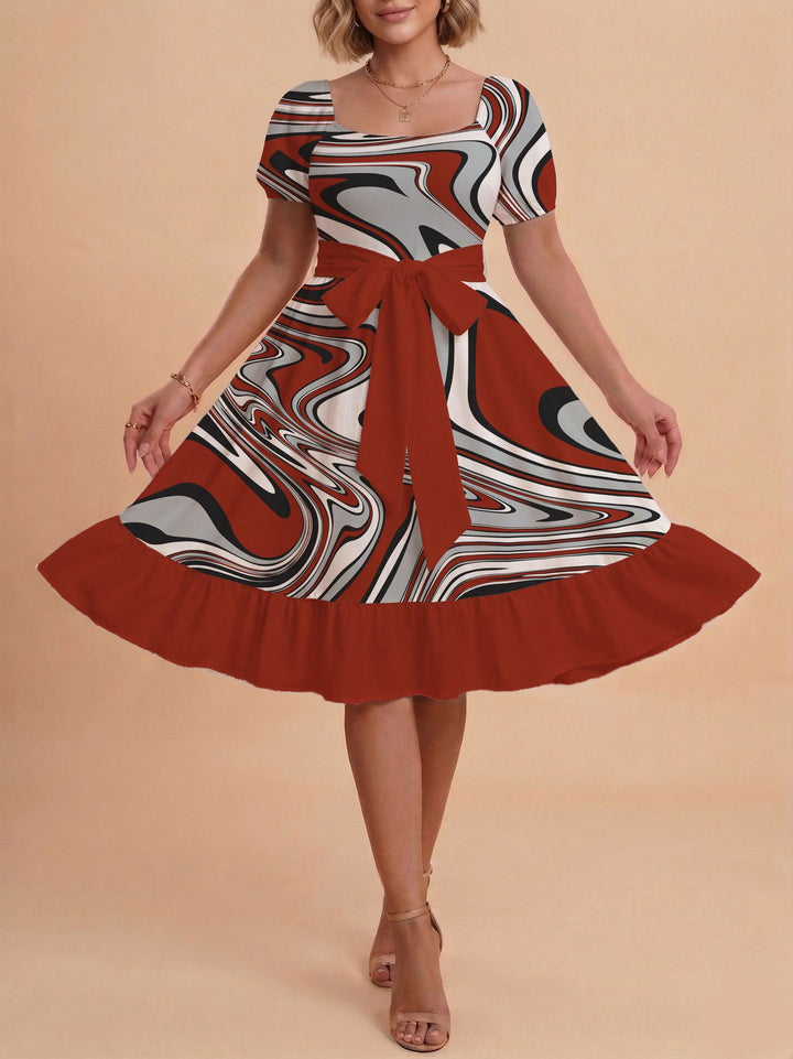 Damen Verspieltes Maxikleid mit Bärenmuster und taillierbarem Band Drune