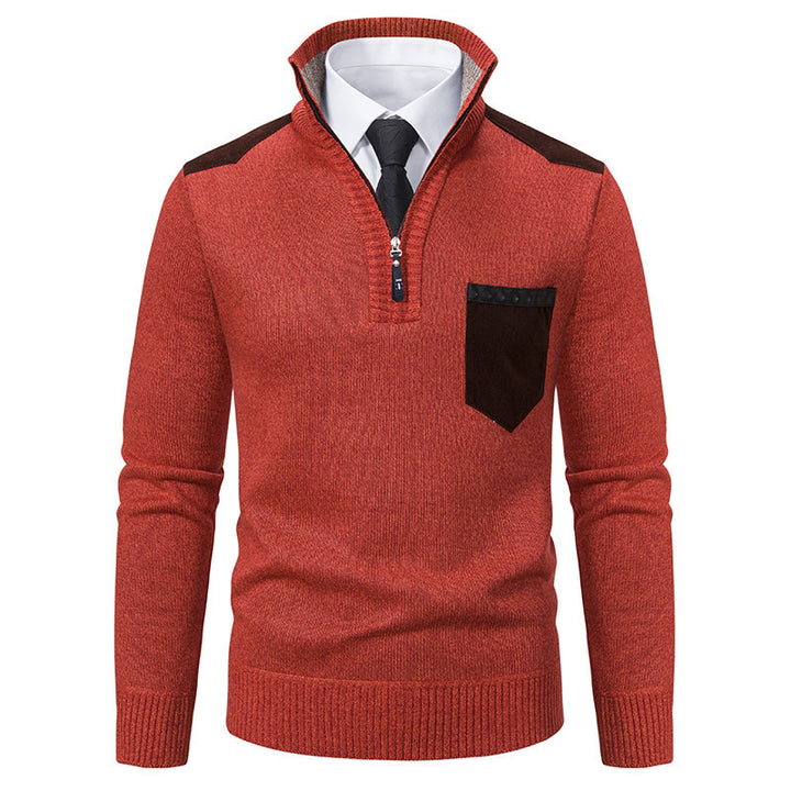 Herren eleganter Pullover mit halbhohem Kragen und feinen Kontrastdetails Drune