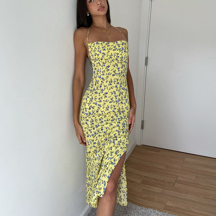 Damen Etuikleid mit floralem Design und eleganten Spaghettiträgern Drune