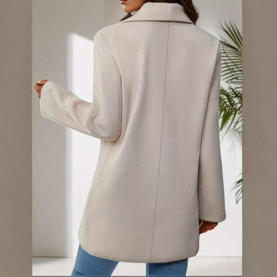 Damen moderne Übergangsjacke mit großem Revers und Knopfverschluss Drune