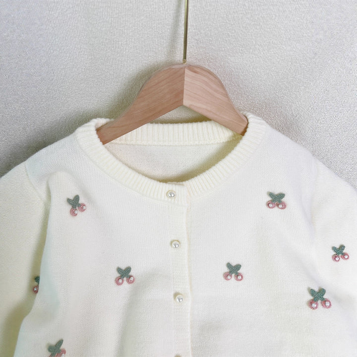 Damen feiner Strickcardigan mit verspielter Blumenstickerei Drune