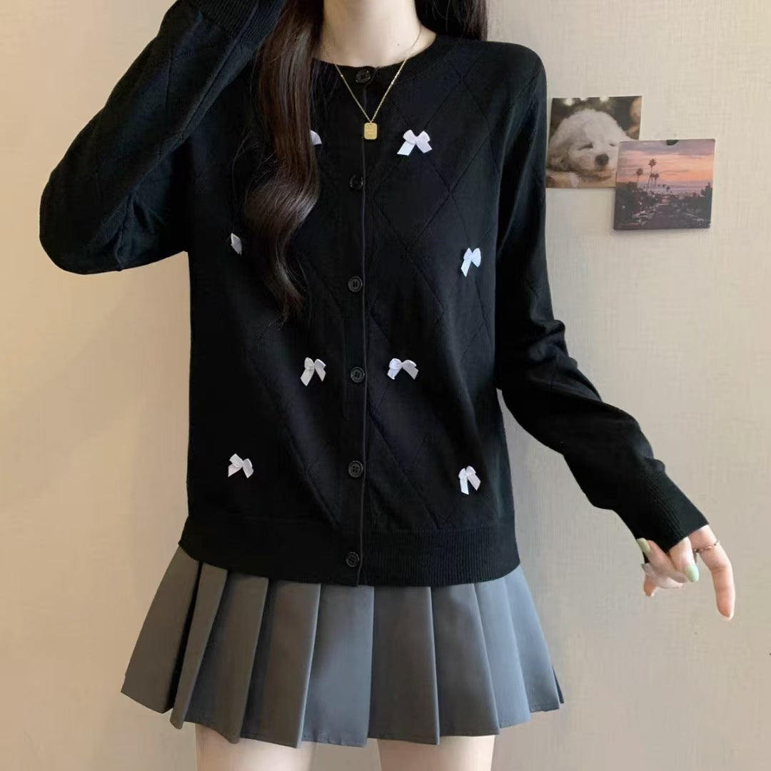 Damen Strickjacke mit dekorativen Schleifen Drune