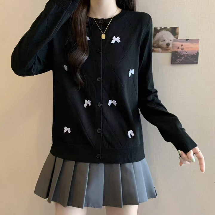 Damen Strickjacke mit dekorativen Schleifen Drune