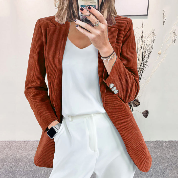 Damen Eleganter Blazer im Ripp-Design mit tailliertem Schnitt Drune