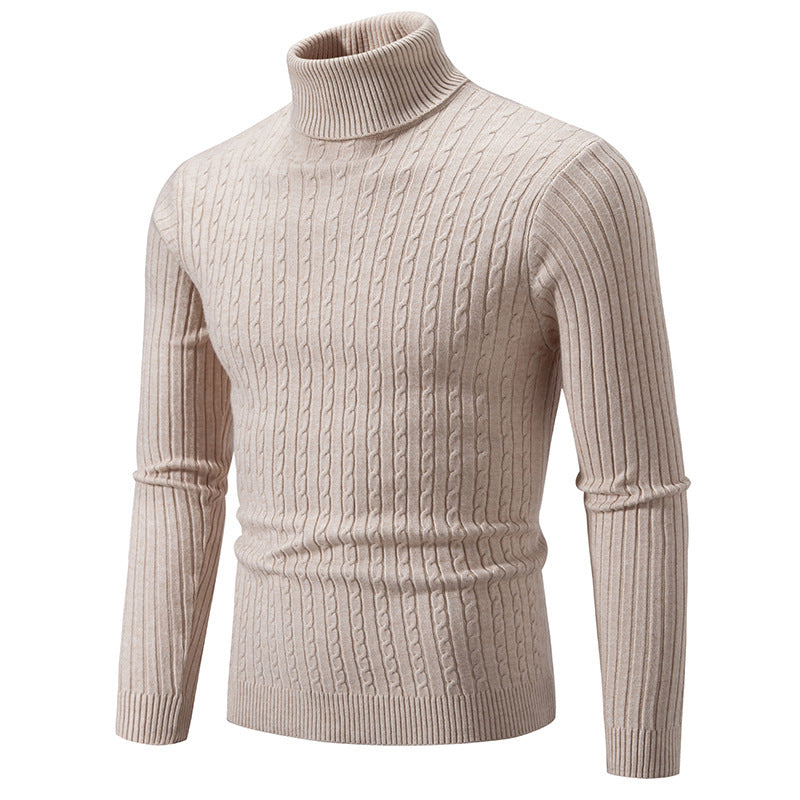 Herren nan taillierter Rollkragenpullover aus feinem Feinstrick mit geripptem Kragen Drune