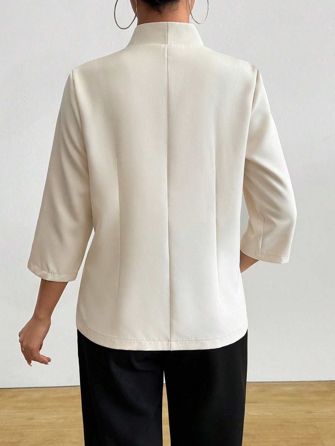 Damen Modischer Wickelblazer mit Taillenzug und 3/4-Ärmeln Drune