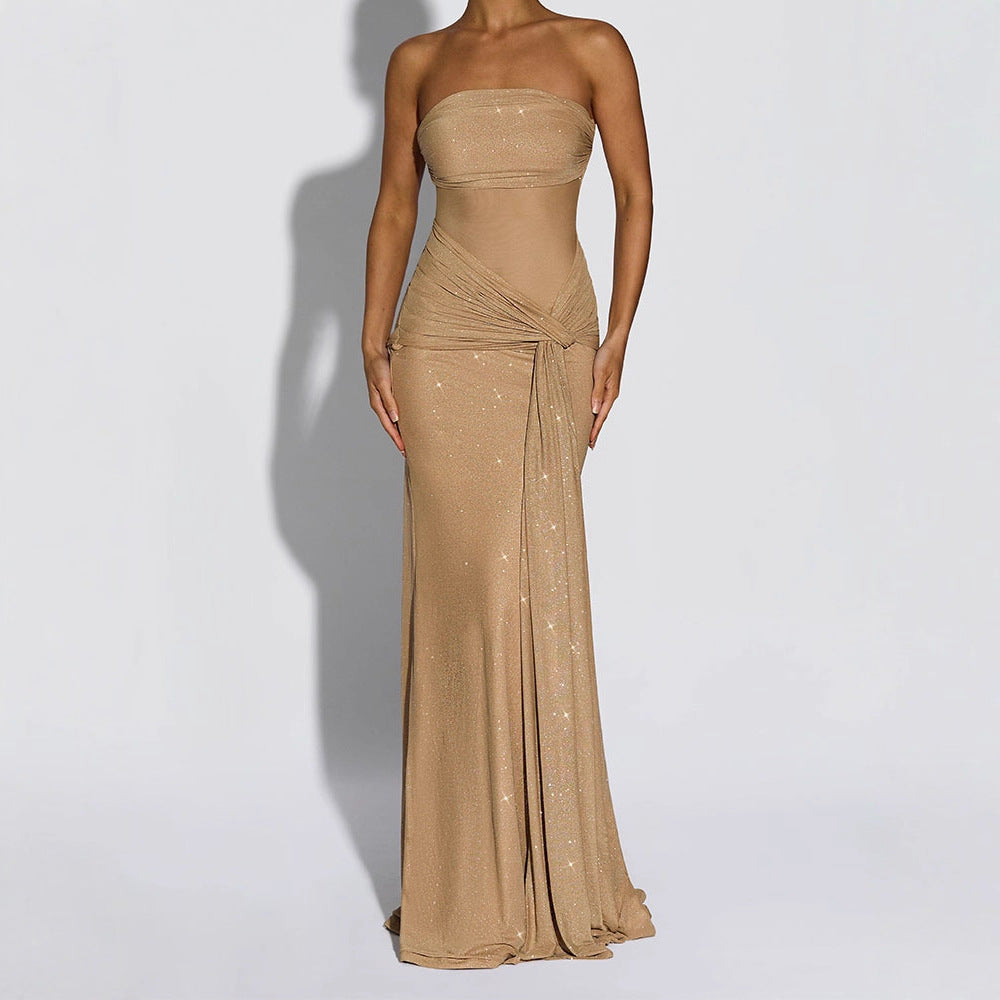 Damen Glamouröses Abendkleid mit schimmerndem Obermaterial Drune